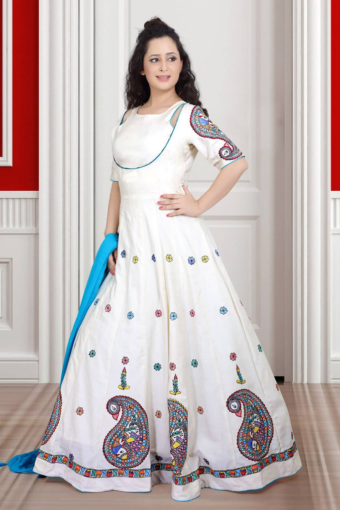 Buy GiftPiper Women's Madhubani Block Print Salwar Suit in Khadi Cotton  Silk (Off White) at Amazon.in