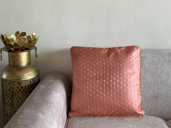Pink Banarasi Cushion Cover 