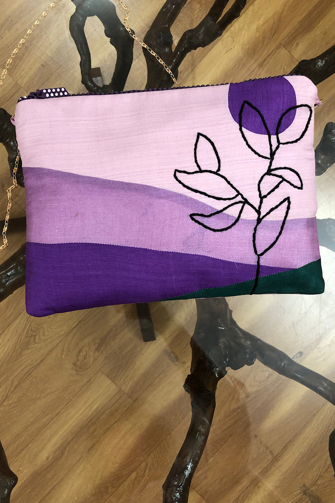 Purple Tussar Sling Bag
