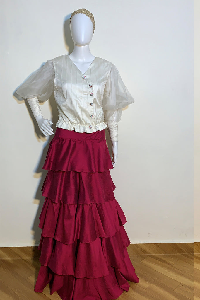 Silk Layered & Ruffled Lehenga Skirt
