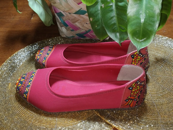 Madhubani Painted Red Shoes