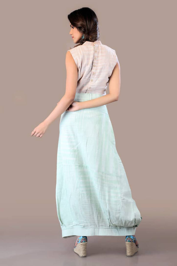 Mint Green Skirt & Pastel Top Co-ord - Handwoven Organic & Natural 